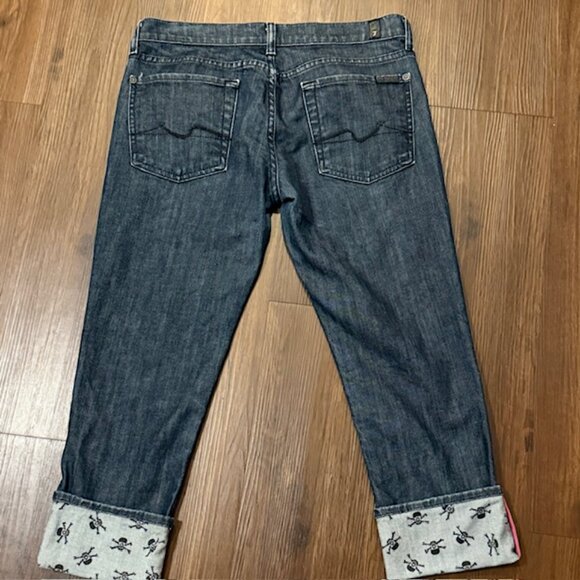 RARE 7 FOR ALL MANKIND SKULL-CUFFED LOWRISE CAPRI SZ 28 - Picture 3 of 12